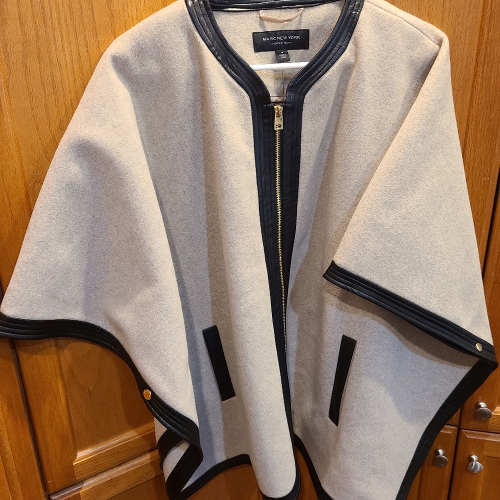 Marc New York Women's Zip Up Poncho Style Jacket